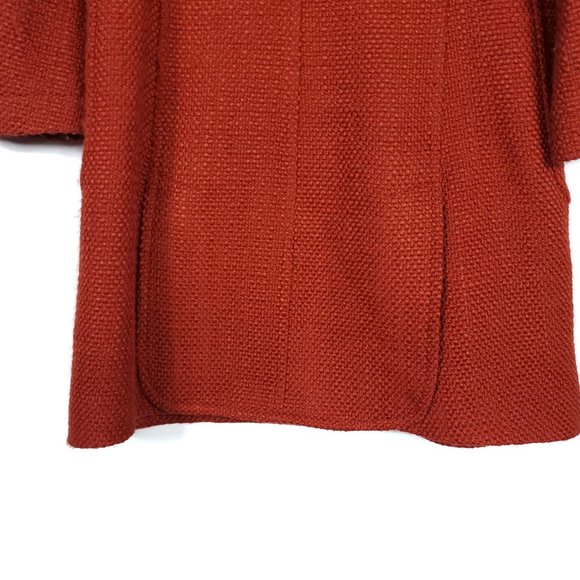 Theory Orange Tweed Button Up Sonoa Wool Coat - Picture 7 of 9